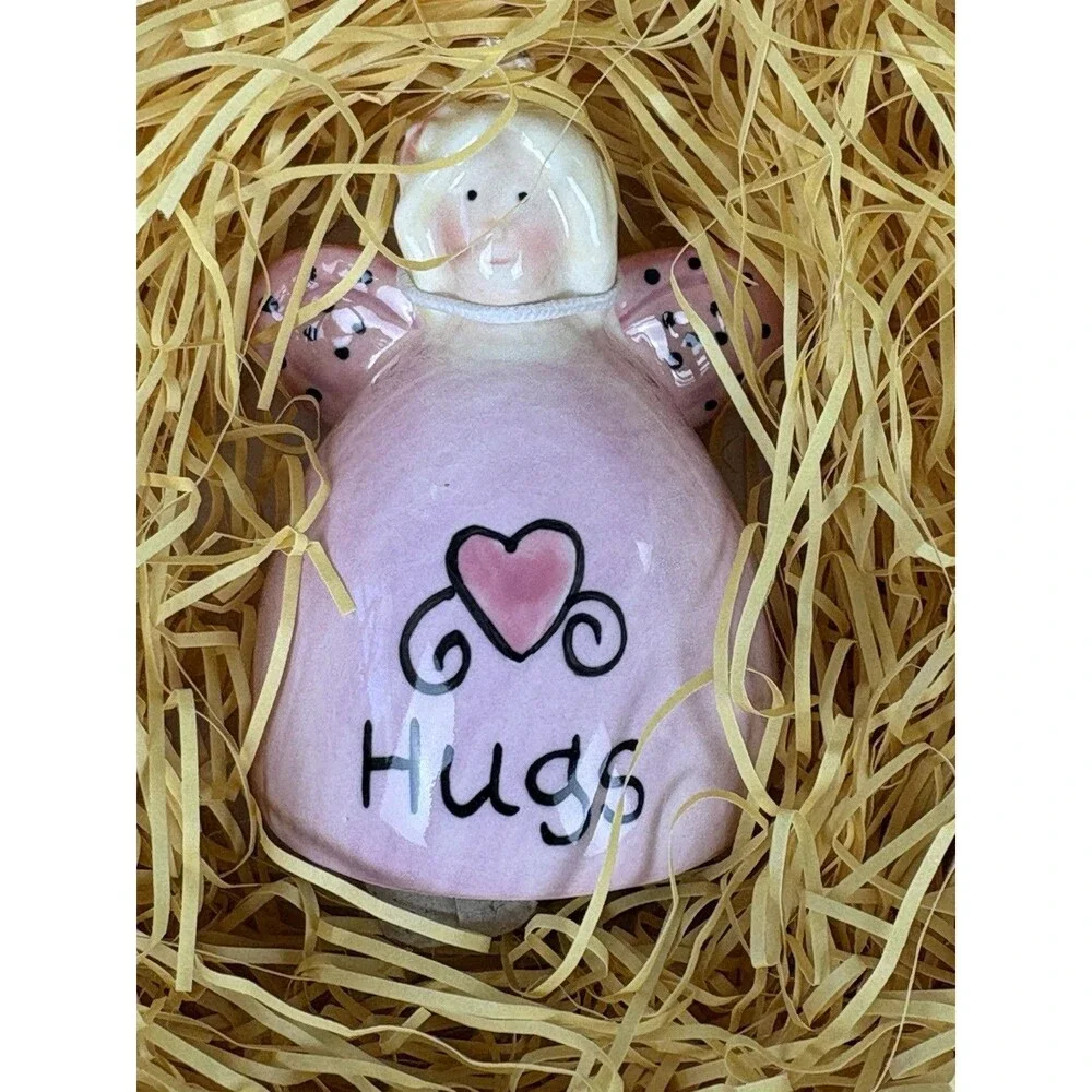 Angel Hugs Bell 3” Ceramic Ornament in Box - See Description